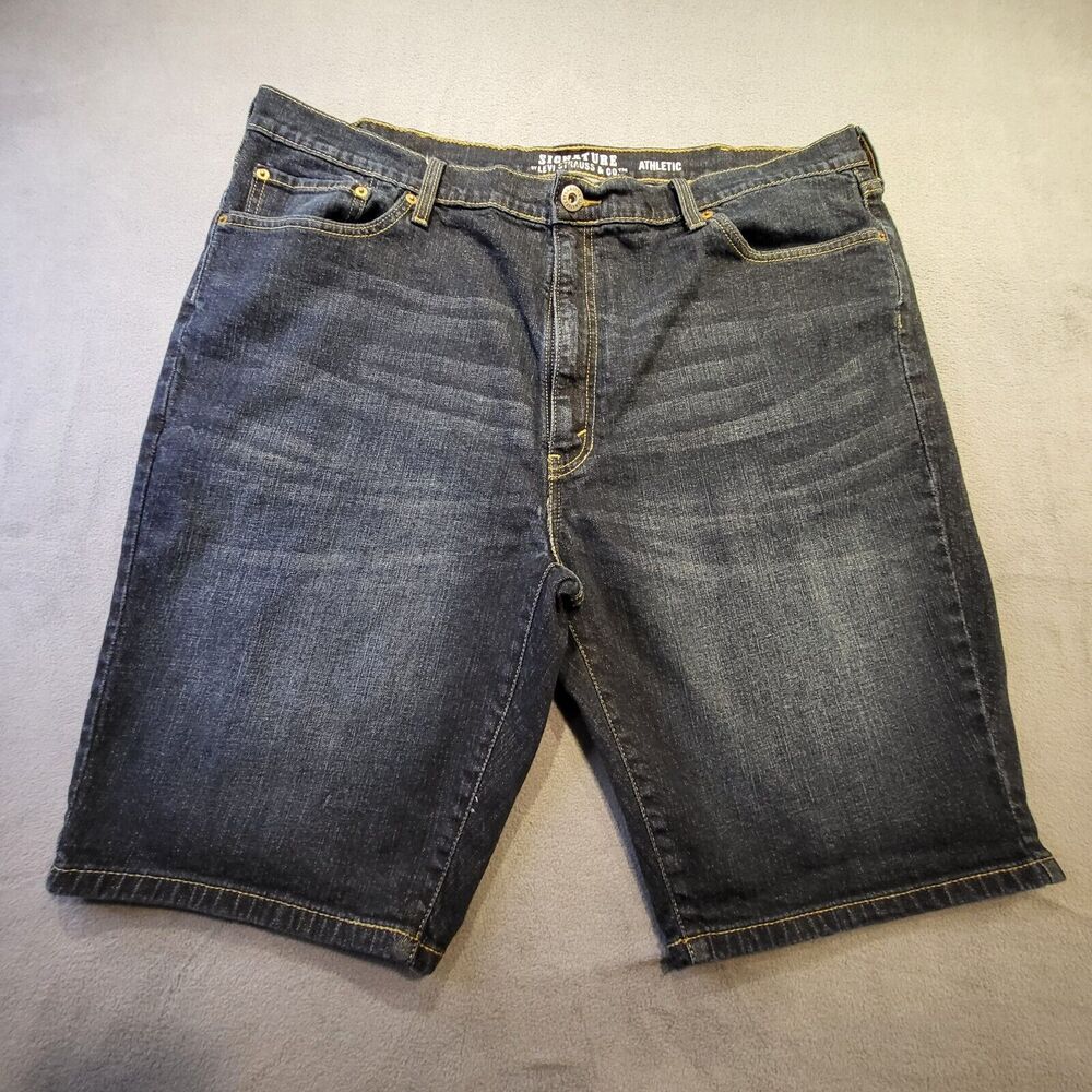 Levi's Signature Jean Shorts Men's 42 Blue Denim Athletic Fit Distressed Stretch